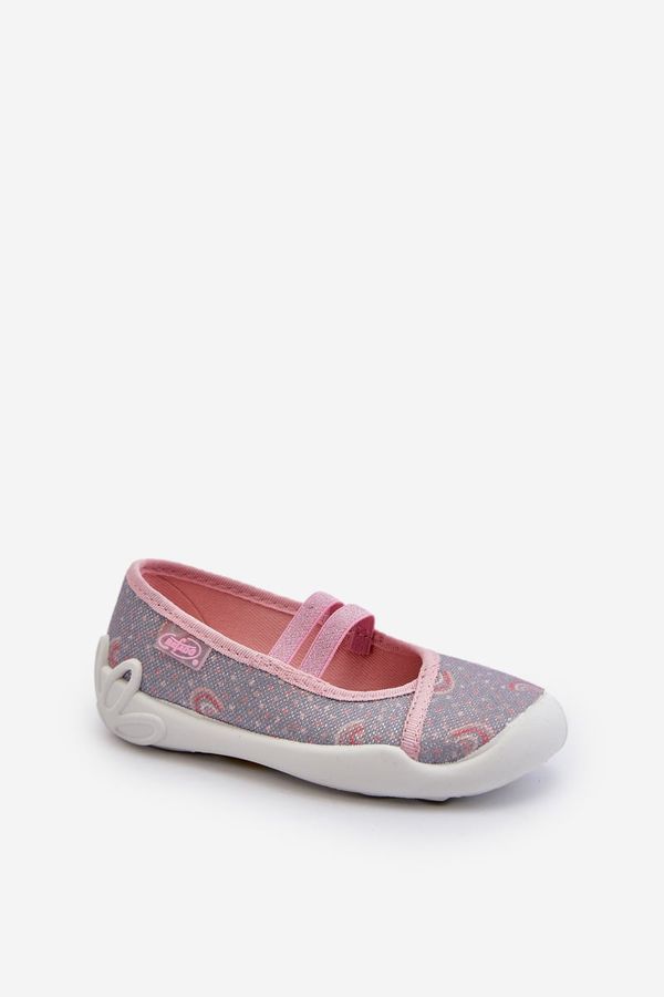 Kesi Befado patterned ballerina slippers gray and pink
