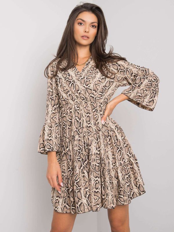 Fashionhunters Beige and black dress with Maren animal patterns