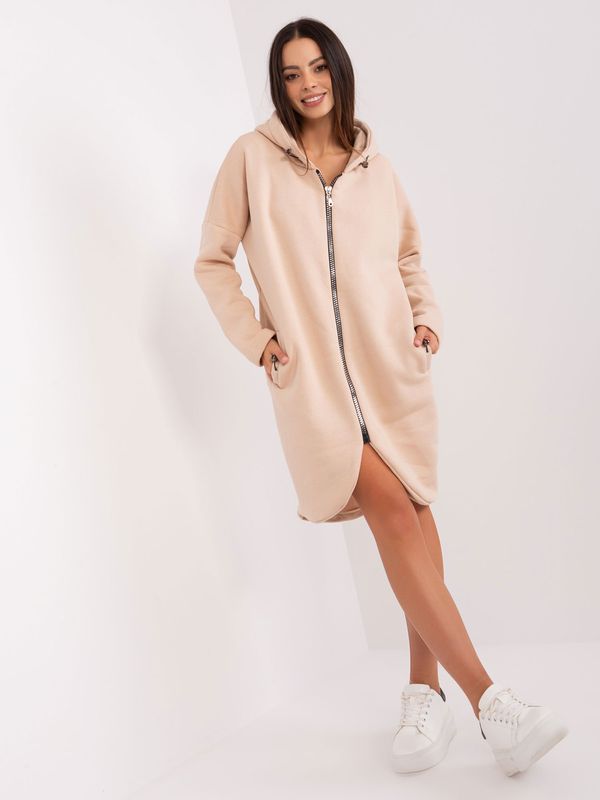 Fashionhunters Beige basic long sweatshirt Tina RUE PARIS