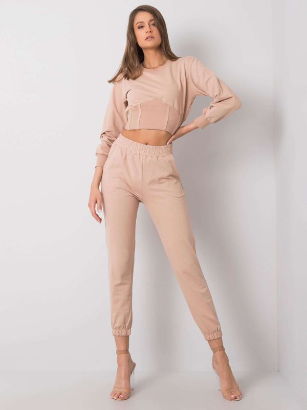 Fashionhunters Beige casual set Odille RUE PARIS