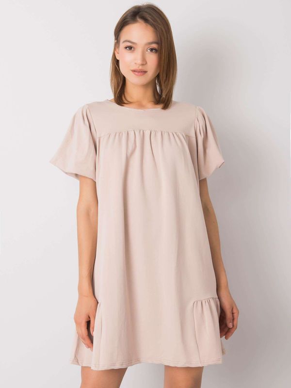 Fashionhunters Beige cotton dress Liliyana RUE PARIS