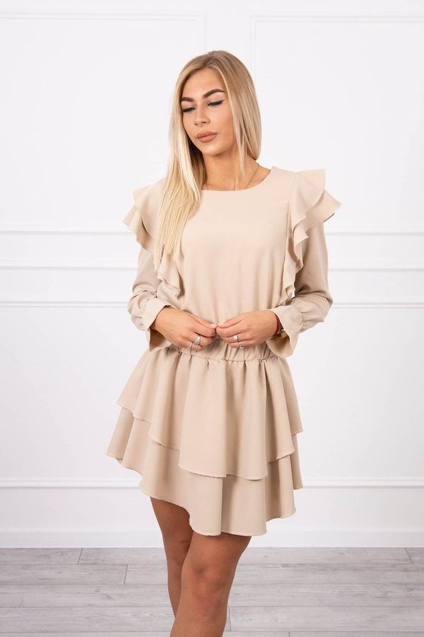 Kesi Beige dress with vertical ruffles