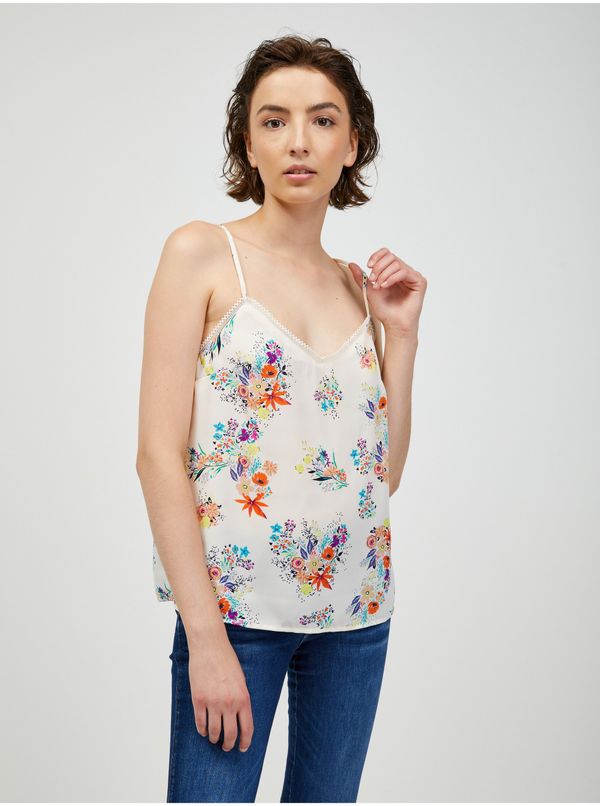 CAMAIEU Beige floral tank top CAMAIEU - Women