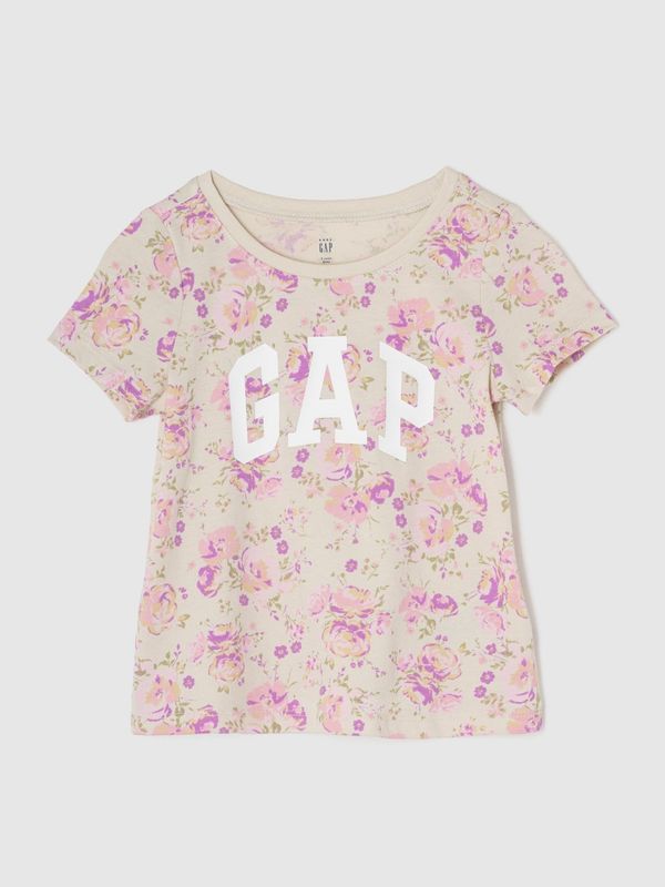 GAP Beige girls' patterned T-shirt with GAP logo