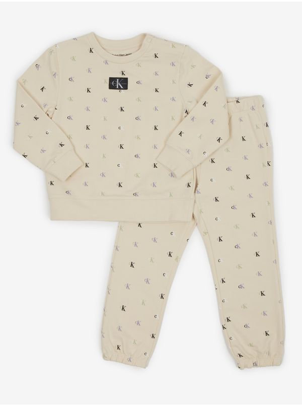 Calvin Klein Beige girly patterned tracksuit Calvin Klein Jeans - Girls