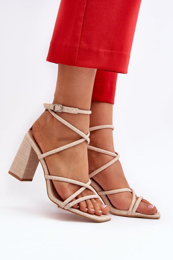Kesi Beige Herfiana high-heeled sandals with straps
