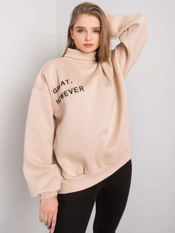 Fashionhunters Beige insulated sweatshirt with turtleneck