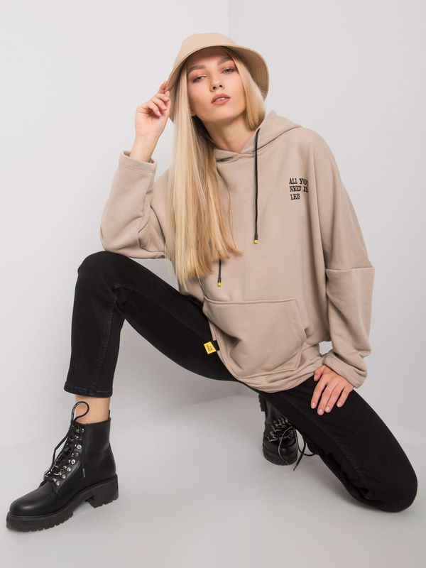 Fashionhunters Beige Kangaroo Sweatshirt