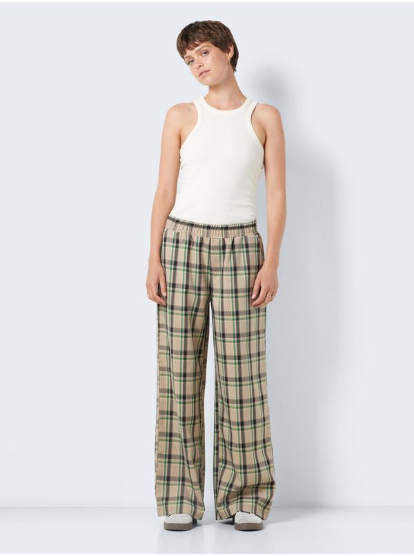 Noisy May Beige ladies checked trousers Noisy May Morgan - Ladies