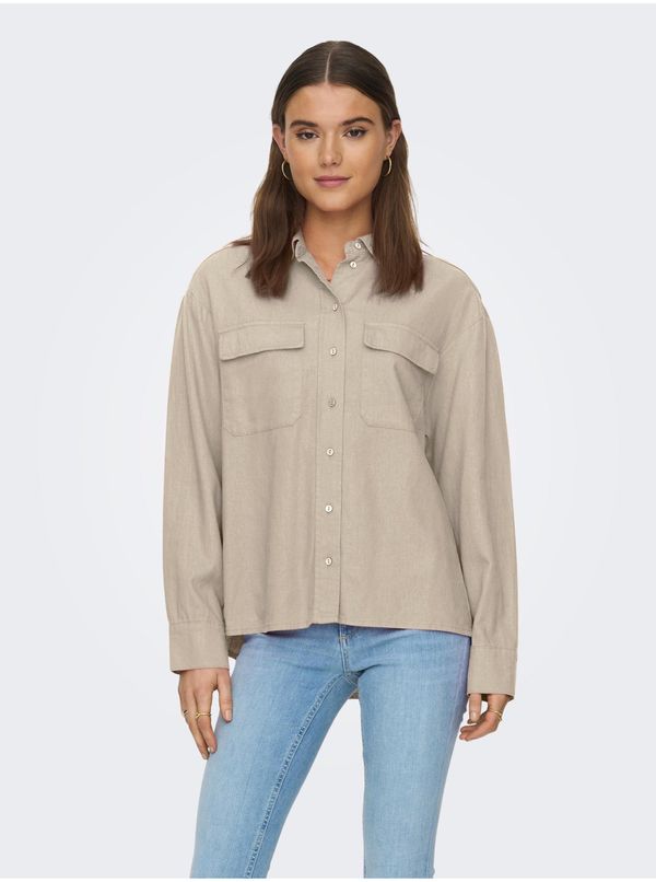 Only Beige Ladies Linen Shirt ONLY Caro - Women