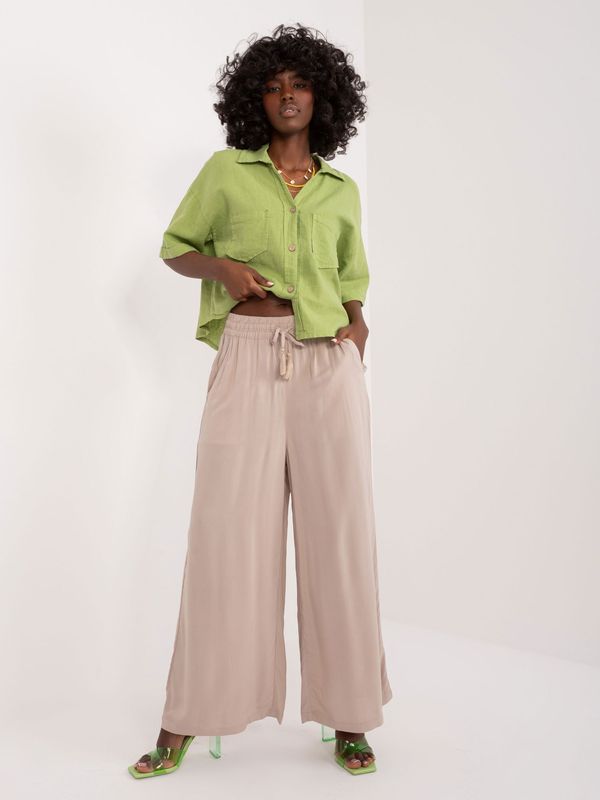 Fashionhunters Beige loose wide trousers SUBLEVEL