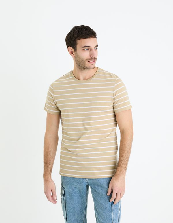 Celio Beige men's basic T-shirt Celio Gebaser