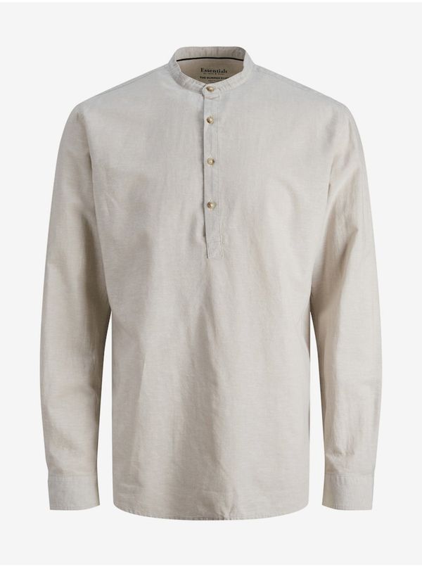 Jack & Jones Beige Men's Linen Shirt Jack & Jones Summer - Men