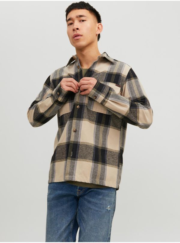 Jack & Jones Beige Mens Plaid Shirt Jack & Jones Darren - Mens