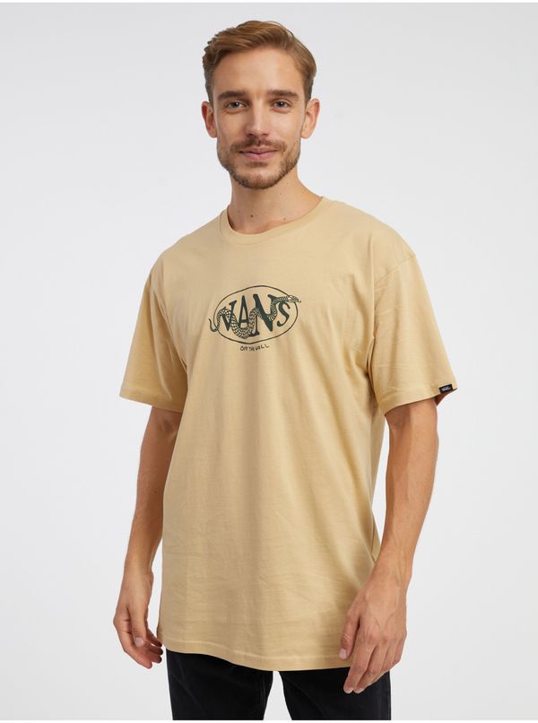 Vans Beige Mens T-Shirt VANS Snaked Center Logo - Men