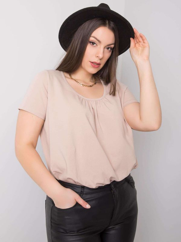 Fashionhunters Beige oversized cotton blouse