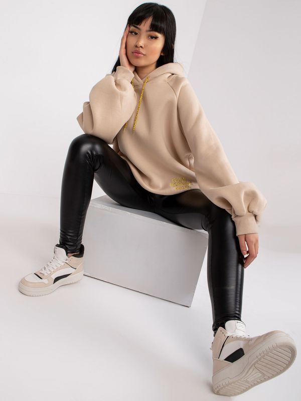 Fashionhunters Beige Oversized Diego Hoodie