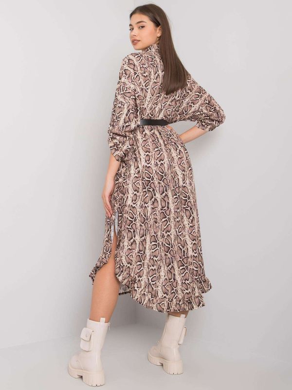 Fashionhunters Beige patterned dress by Valdosta OCH BELLA