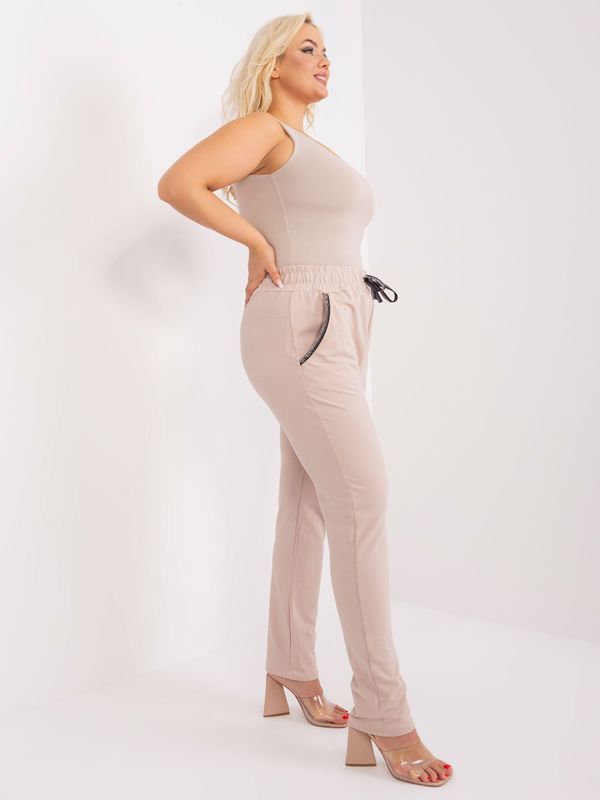 Fashionhunters Beige plus size sweatpants with drawstring from Savage