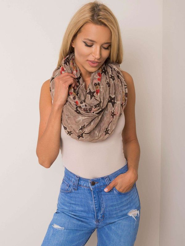 Fashionhunters Beige scarf with flowers