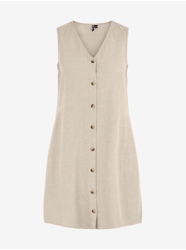 Pieces Beige Short Dress Pieces Sunna - Women's