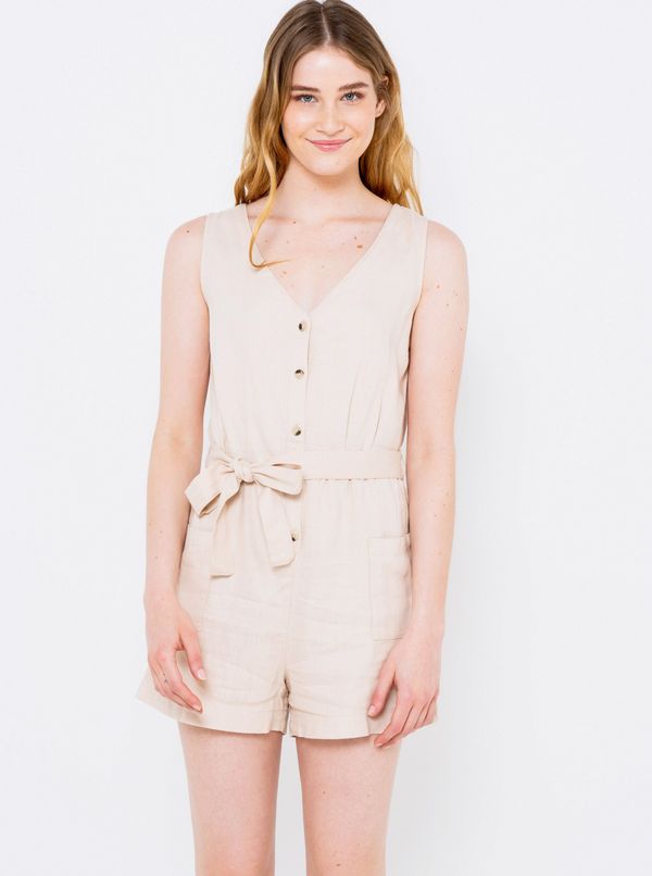 CAMAIEU Beige short linen overall CAMAIEU - Ladies