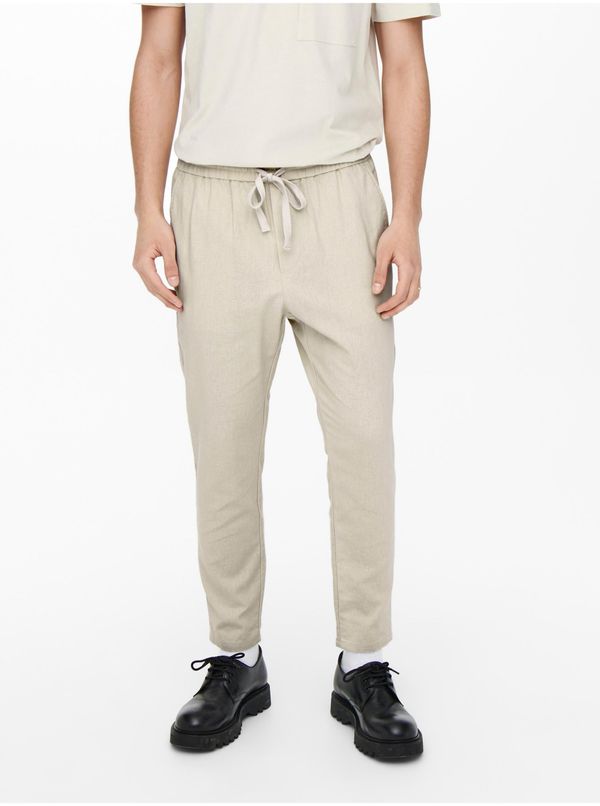 Only Beige sweatpants with linen ONLY & SONS Linus - Men