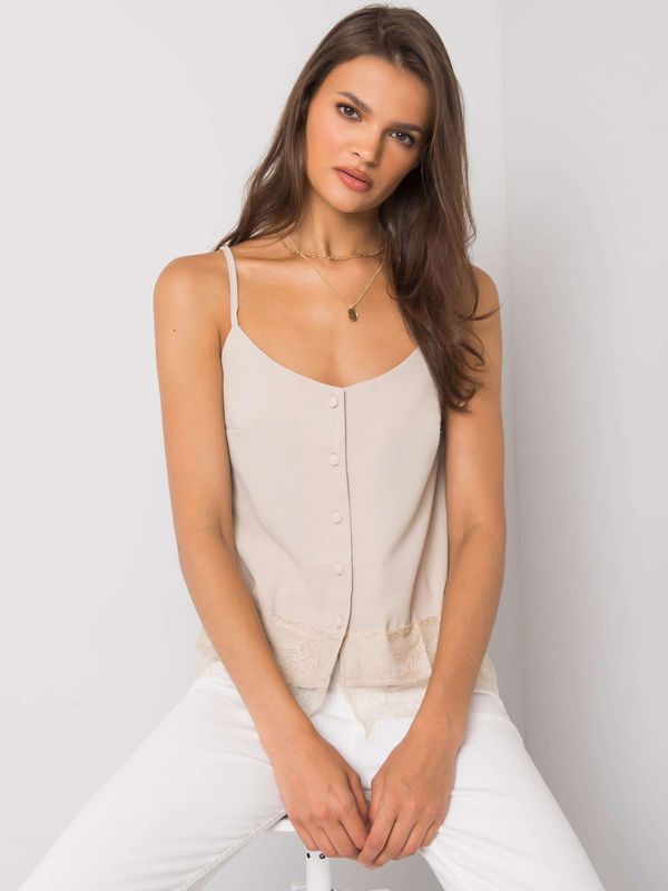 Fashionhunters Beige top with buttons