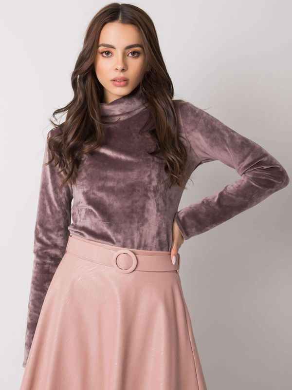 Fashionhunters Beige velour blouse with turtleneck Millau