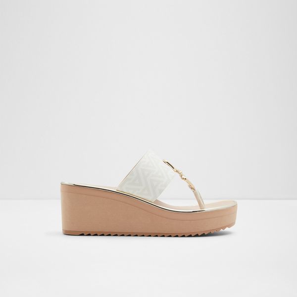 Aldo Beige-white women's slippers on the ALDO Maesllan platform