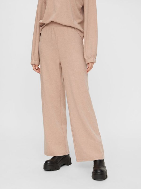 Pieces Beige Wide Trousers Pieces - Women's