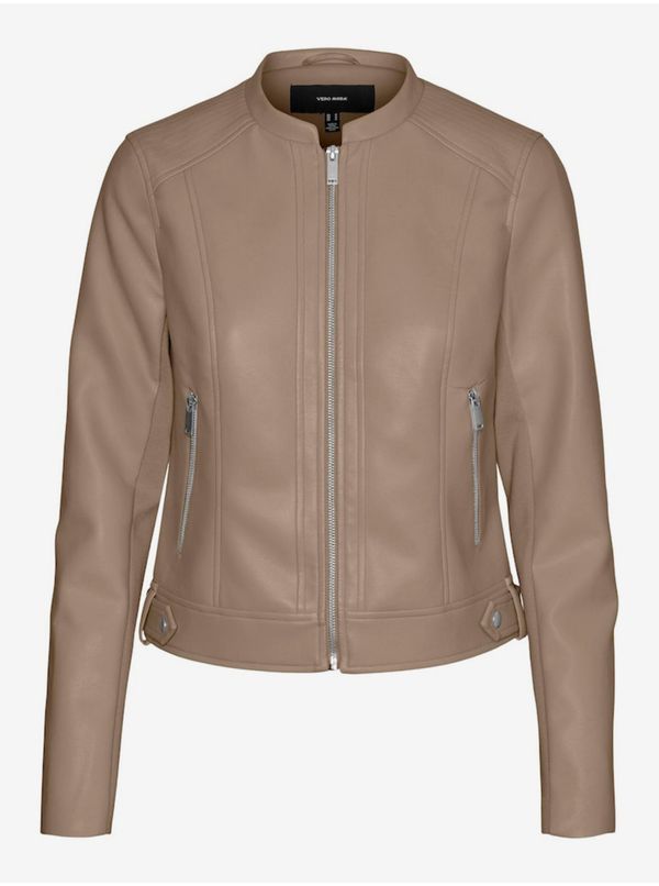 Vero Moda Beige women's faux leather jacket Vero Moda Riley - Women
