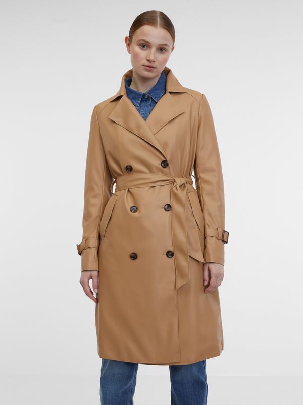 Orsay Beige women's faux leather trench coat ORSAY