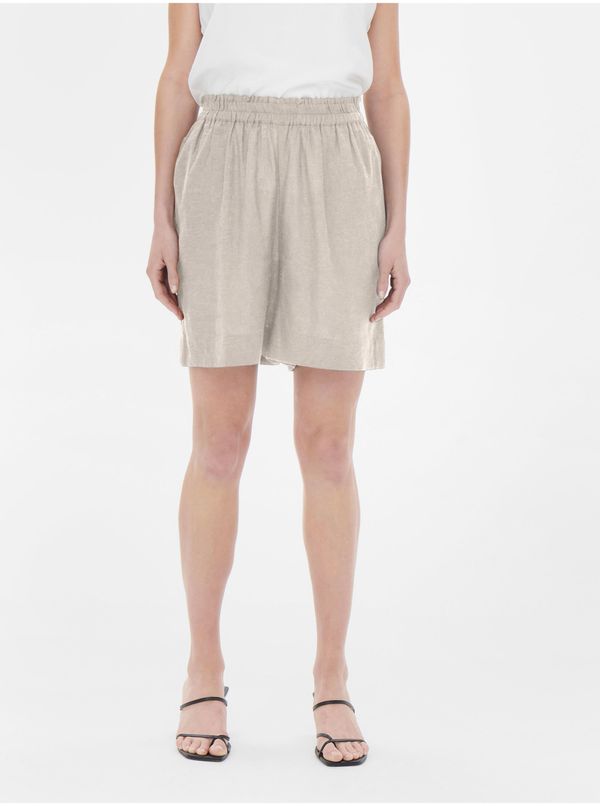 Only Beige Womens Linen Shorts ONLY Tokyo - Women