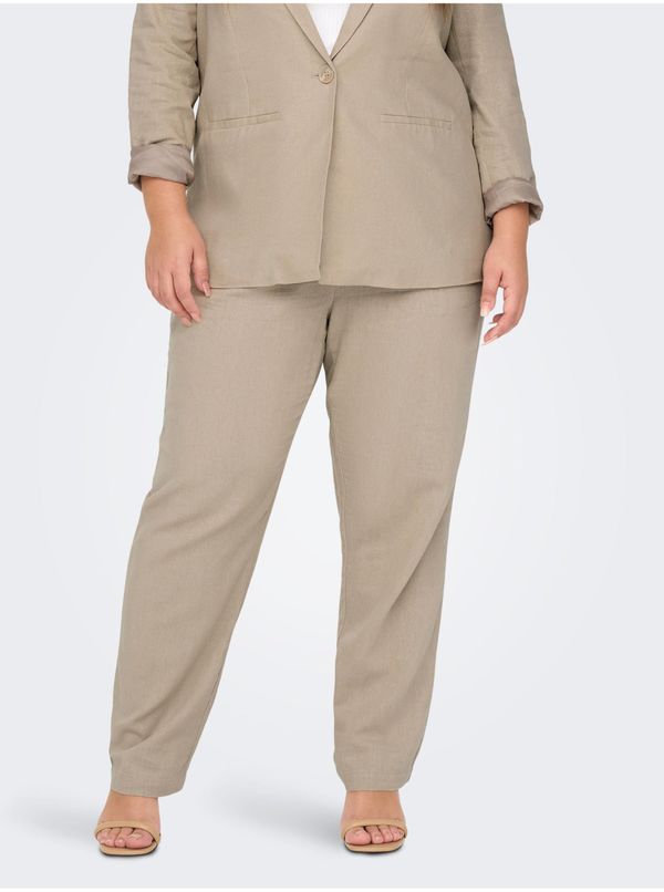 Only Beige women's linen trousers ONLY CARMAKOMA Caro - Ladies
