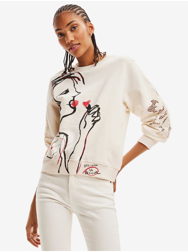 DESIGUAL Beige Womens Patterned Sweatshirt Desigual Maca 7 - Women