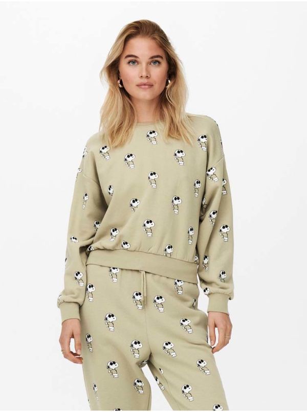 Only Beige Women's Patterned Sweatshirt ONLY Peanuts - Women