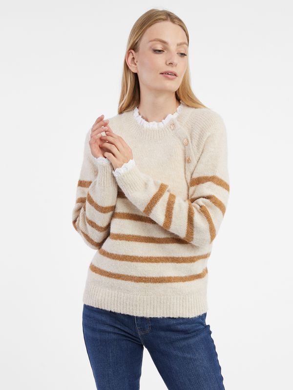 Orsay Beige women's striped sweater ORSAY