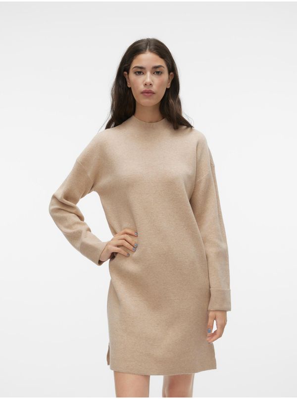 Vero Moda Beige women's sweater dress VERO MODA Goldneedle - Women