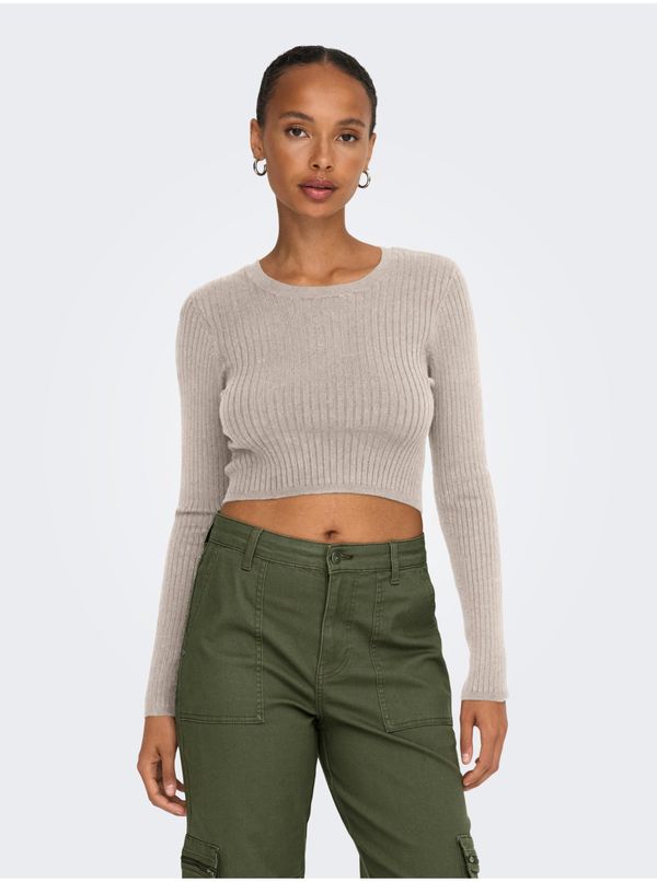 Only Beige women's trimmed ribbed sweater ONLY Karol - Women
