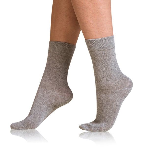 Bellinda Bellinda COTTON COMFORT SOCKS - Women's cotton socks with comfortable hem - gray highlights