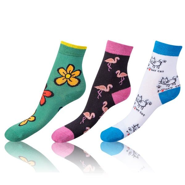 Bellinda Bellinda CRAZY KIDS SOCKS 3x - Kids crazy socks 3 pairs - white - green - black