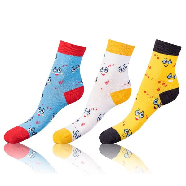 Bellinda Bellinda CRAZY KIDS SOCKS 3x - Kids crazy socks 3 pairs - yellow - blue - black