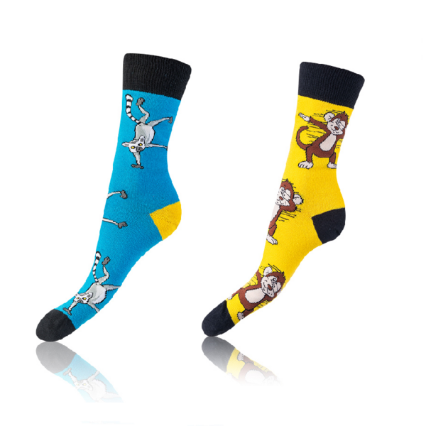 Bellinda Bellinda CRAZY SOCKS 2x - Cheerful Socks 2 Pairs - Light Blue - Yellow