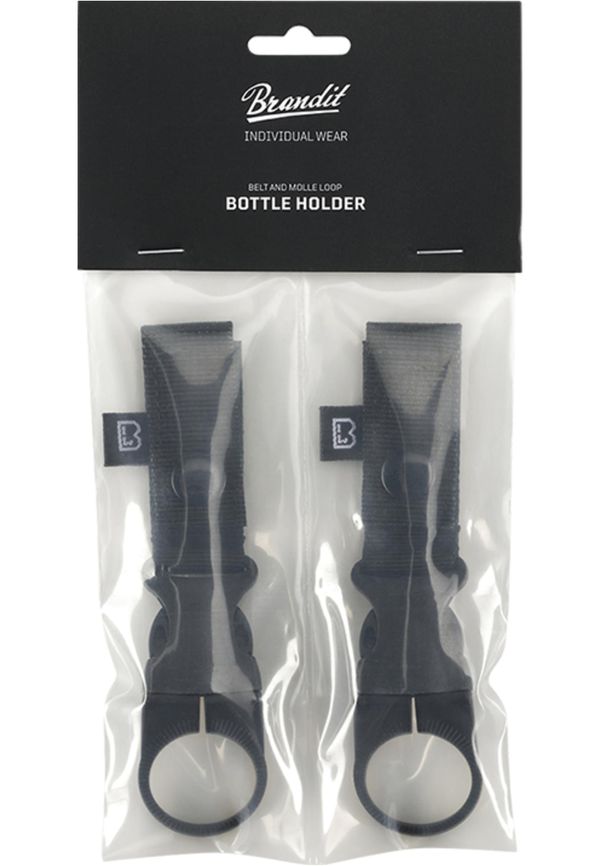 Brandit Belt Bottle Holder & Molle Loop 2 Pack Black