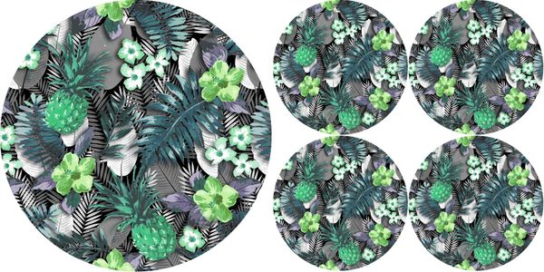 Bertoni Home Bertoni Home Unisex's 1+4 Round Table Pads Set Lambada Green