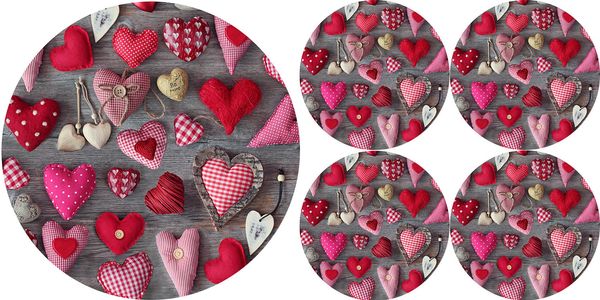 Bertoni Home Bertoni Home Unisex's 1+4 Round Table Pads Set Valentine Hearts