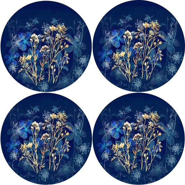 Bertoni Home Bertoni Home Unisex's 4 Round Table Pads Set Midnight Navy Blue