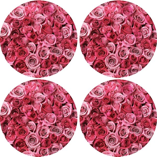 Bertoni Home Bertoni Home Unisex's 4 Round Table Pads Set Valentine Roses