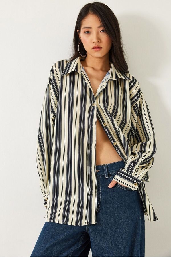 Bianco Lucci Bianco Lucci Women Striped Oversize Shirt 1007